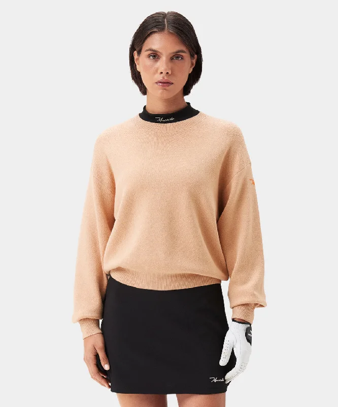 Casual Clothing For Women Tan Oversized Intarsia Sweater