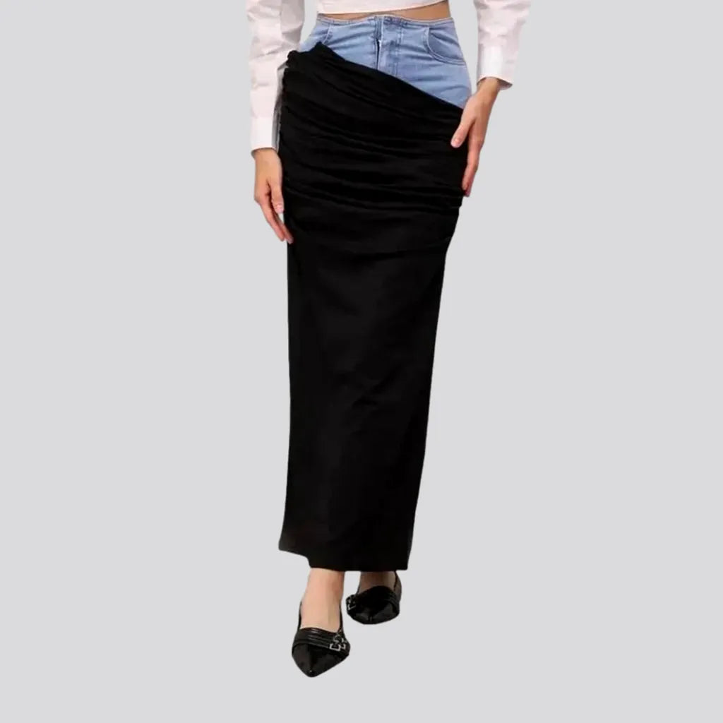 Women's Clothing for All Occasions Chic mixed pattern high-rise denim skirt