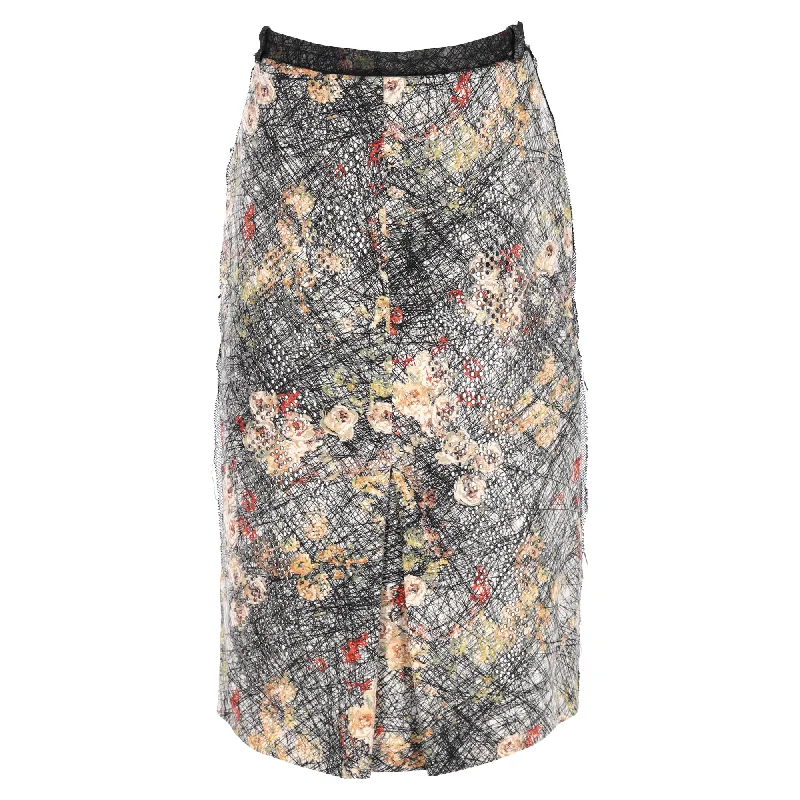 Chic Women's Outfit Bottega Veneta Printed Midi Skirt in Multicolor Silk