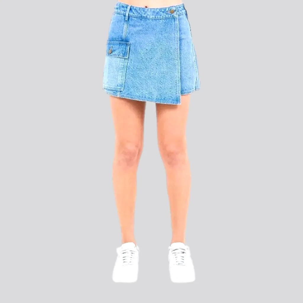 Modern Women's Apparel Trendy mid rise denim jeans skort