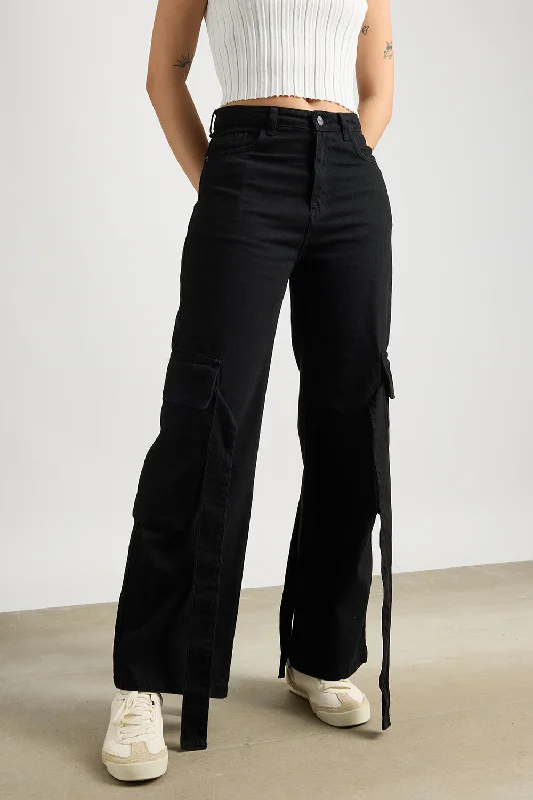 Timeless Women's Fashion Styles Smoky Black Cargo Jeans