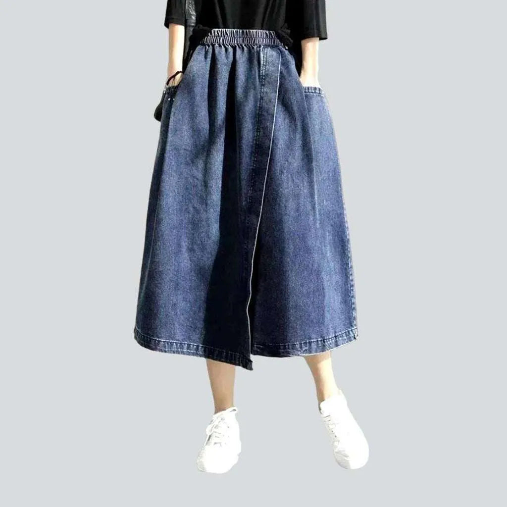 Stylish Dresses for Women Asymmetric denim skirt with rubber