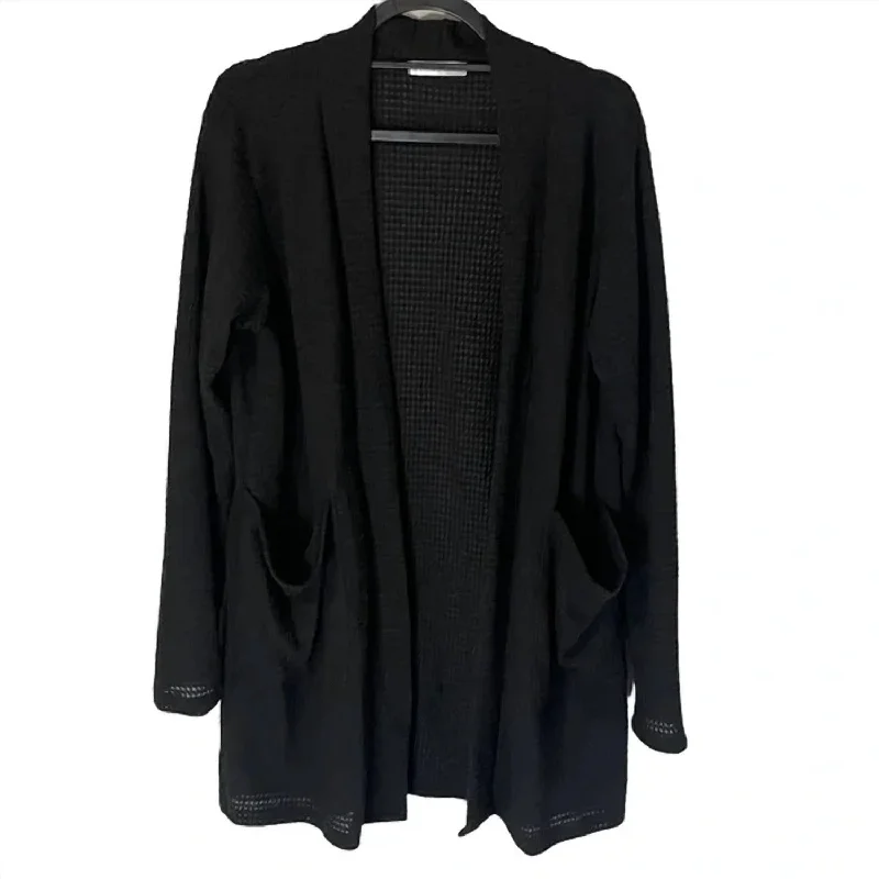 Clothes Woman Lola Waffle Knit Cardigan In Black