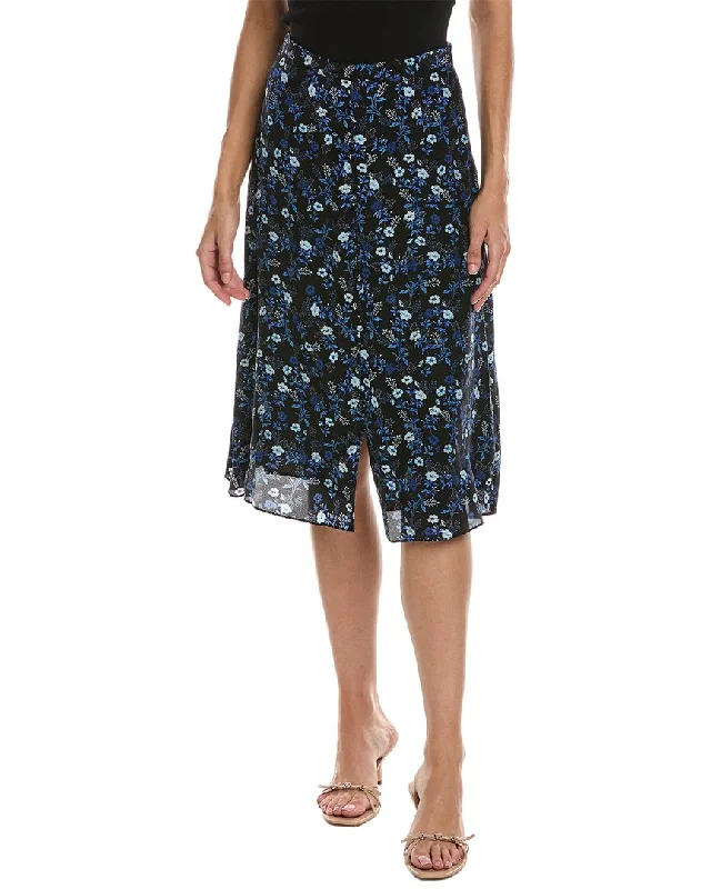 Classic Women's Clothing Styles The Kooples Silk-Blend Midi Skirt