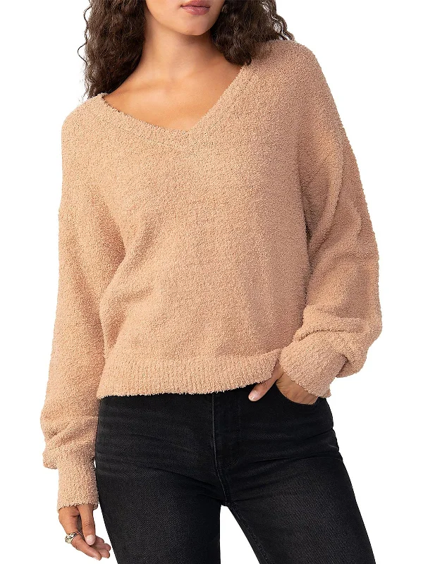 Discount Price Womens Textured V Neck Pullover Sweater