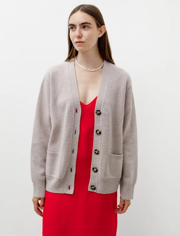 Luxury Women's Clothing Wool Blend Cardigan Cold Beige