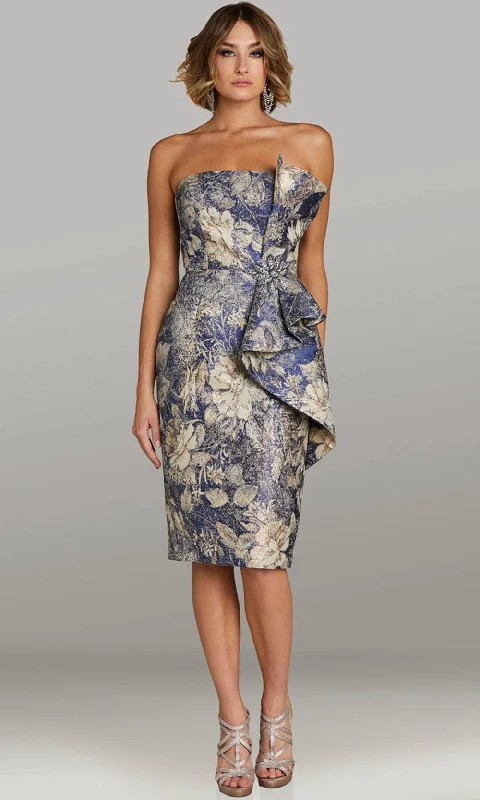 Women's Work Outfit For The Office Feriani Couture 18409 - Strapless Floral Print Cocktail Dress