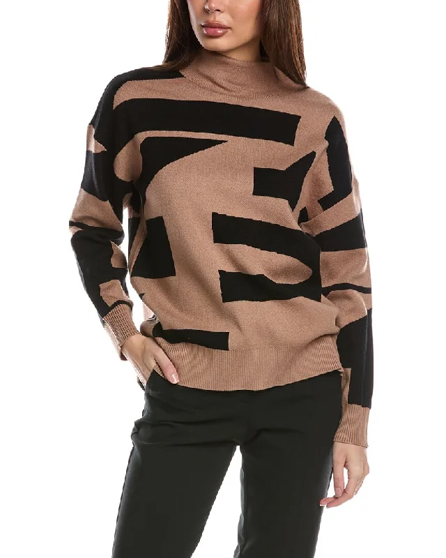 Flash Sales This Week T Tahari Abstract Pattern Mock Neck Pullover