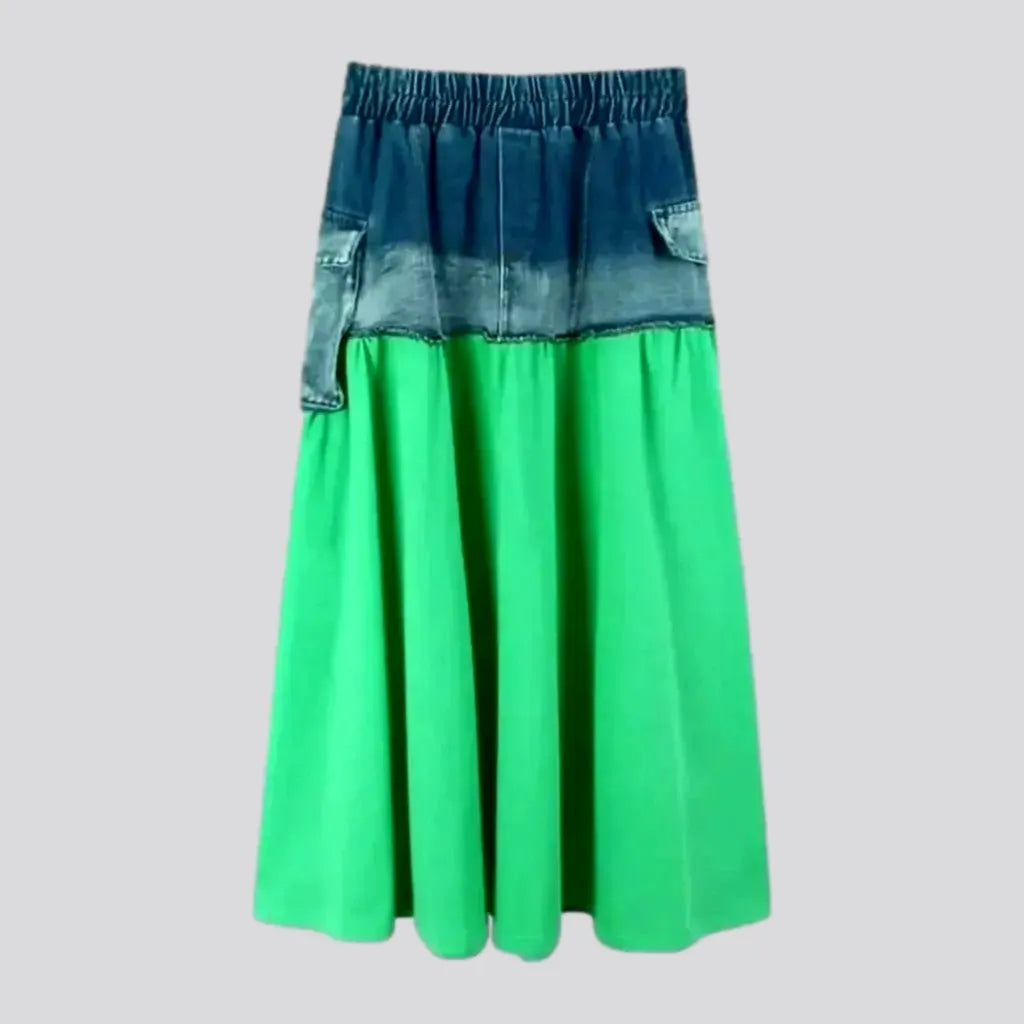 Early Bird Offer Elastic cargo pockets denim skirt