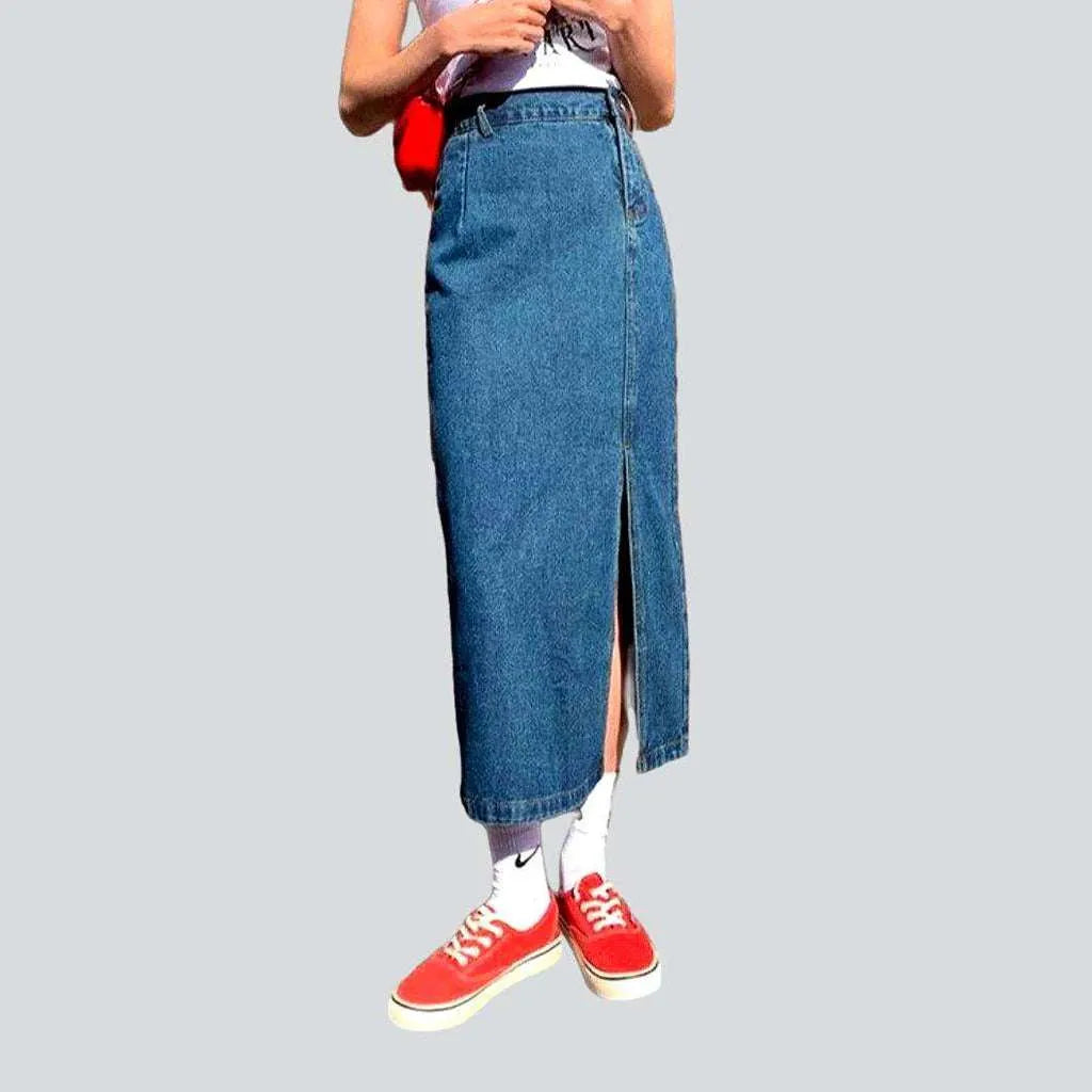 Clothing Sales Side slit maxi jean skirt