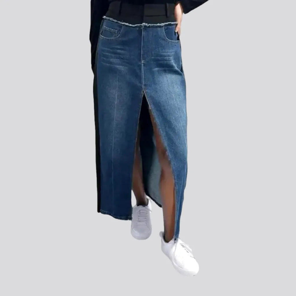 Casual Women's Clothing Online Front-slit women's jean skirt