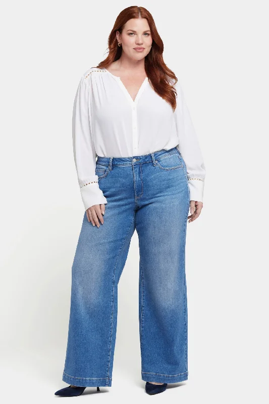 Timeless Women's Clothing Teresa Wide Leg Jeans In Plus Size - Water Canyon