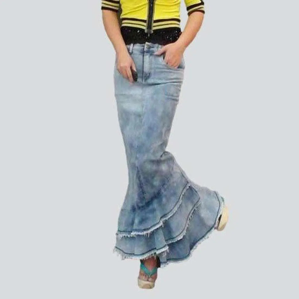 Luxury Women's Clothing Frills mermaid women's denim skirt