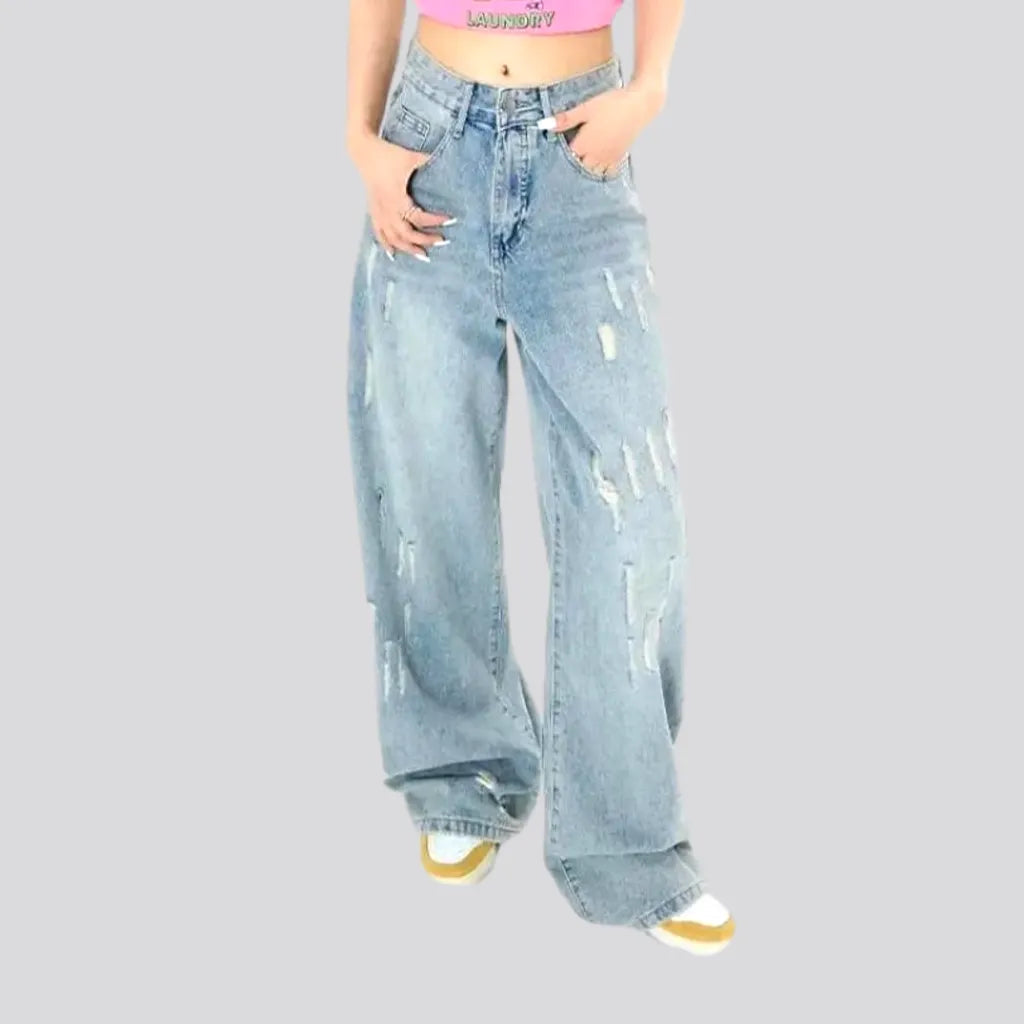 Flash Discount Light-wash floor-length jeans for ladies