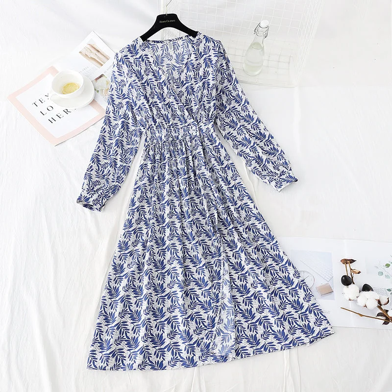 Outfits For Women Chiffon dress is slim, light and mature, floral skirt  4083