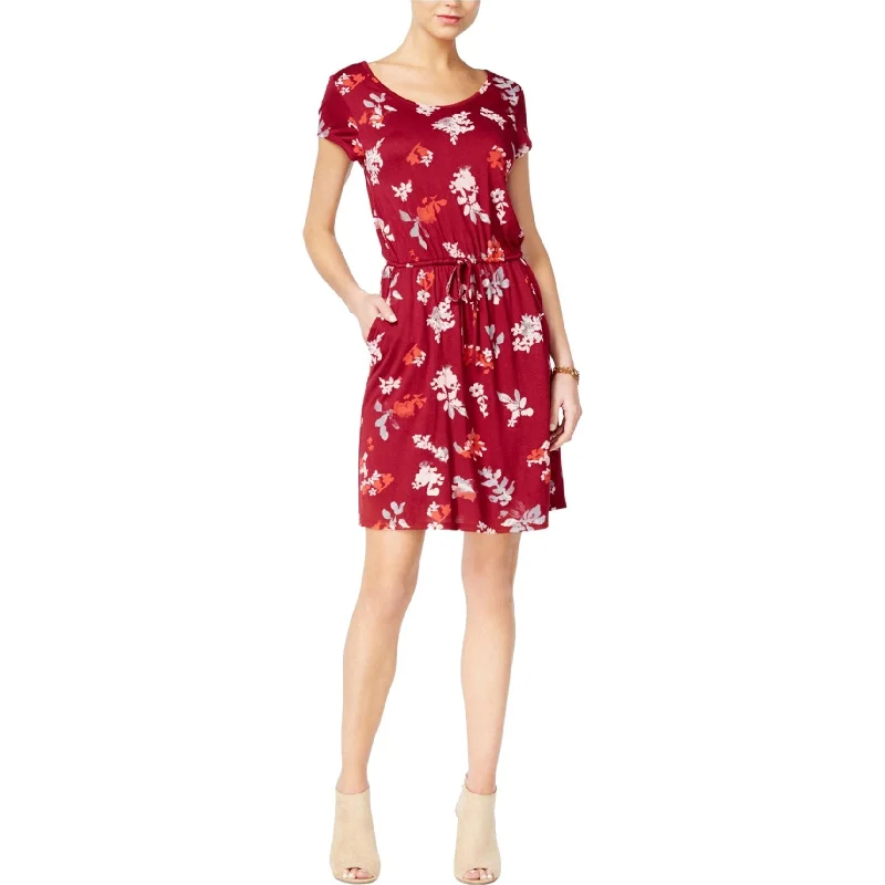 Outfits For Girls Lucky Brand Womens Floral Drawstring Shift Dress, Red, X-Small