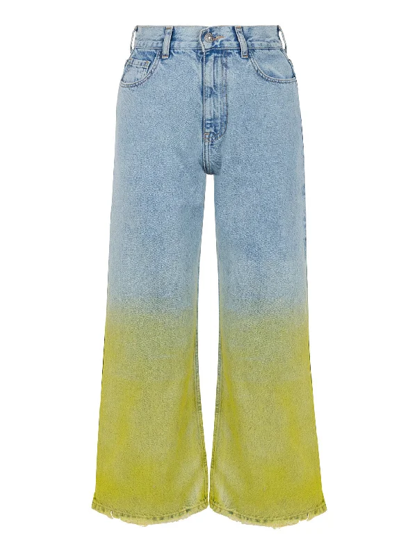 Women's Tops And Clothing Faded Wide-Leg Jeans